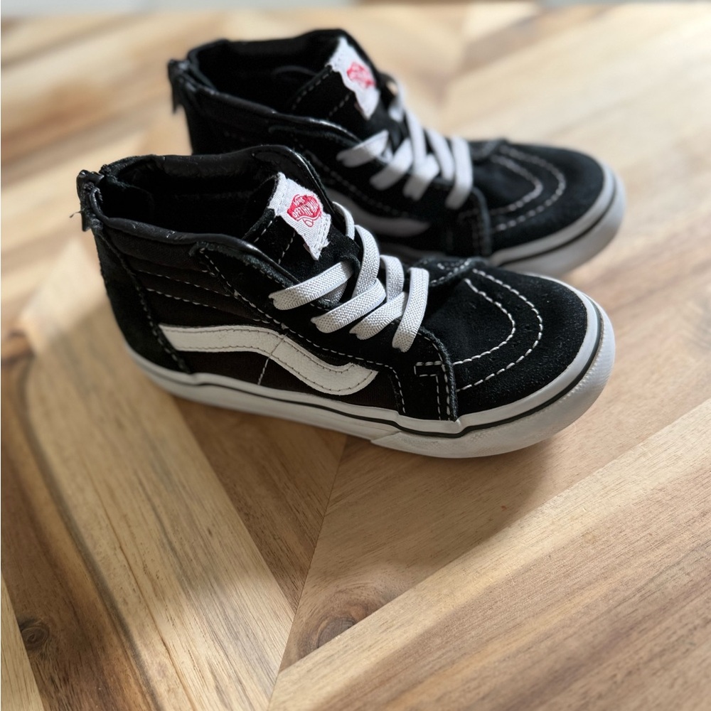 Toddler VANS Black and White High-Top 9.5